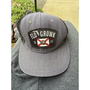 FLO GROWN TRUCKER HAT CAP ADJUSTABLE SNAPBACK BLACK GRAY